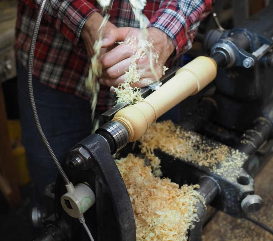 Turning a boxwood recorder